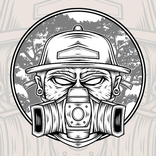 Monochrome Gas Mask Soldier