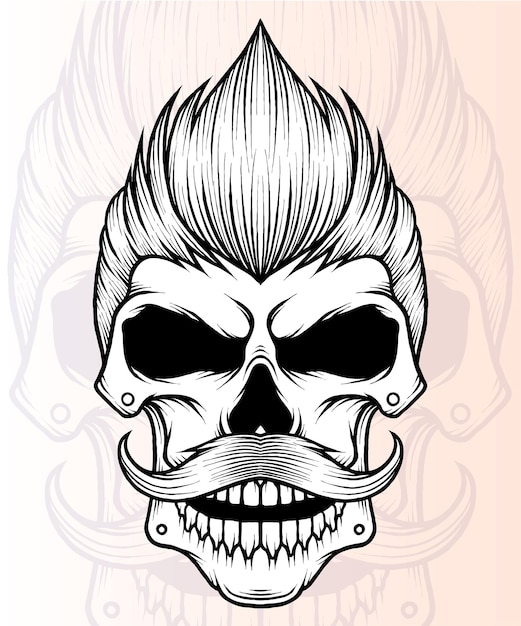 Monochrome Gentleman Skull Vector