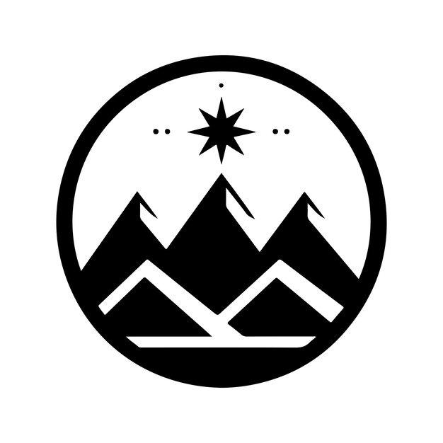 monochrome geometric illustration logo of mountains