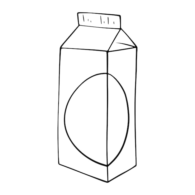 Monochrome illustration high square packaging of milk kefir copy space vector cartoon