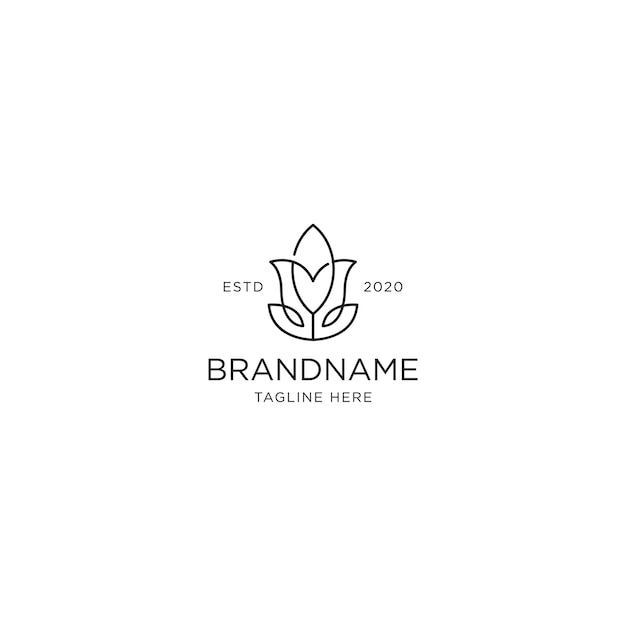 Monochrome lotus logo design template