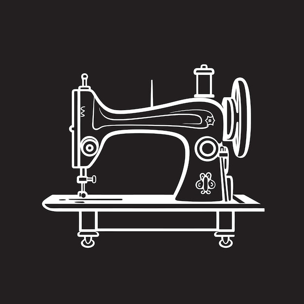 Vector monochrome maker black icon design for vector sewing machine emblem needlecraft noir elegant vector