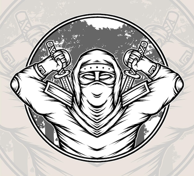 Monochrome Ninja Illustration