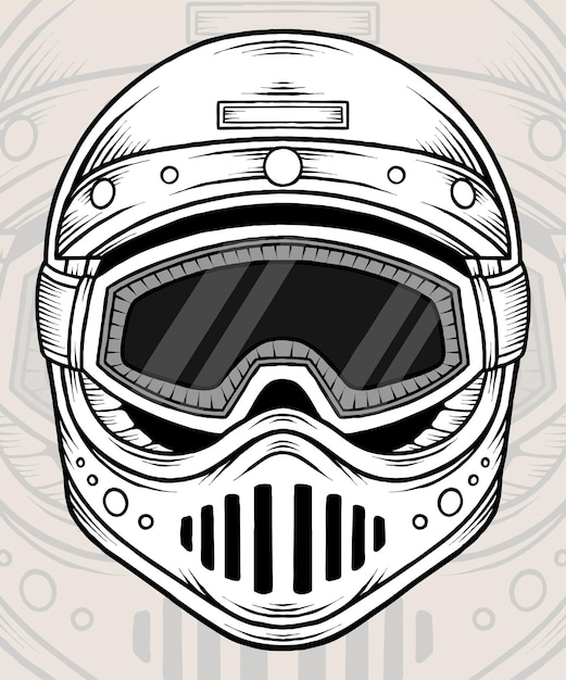 Monochrome Old Classic Helmet Illustration