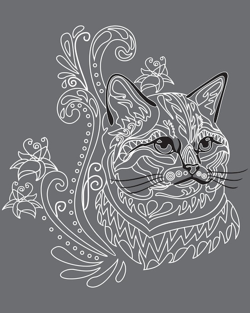 Monochrome ornamental cat 6