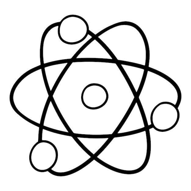 Monochrome picture Simple atom diagram vector illustration in cartoon style