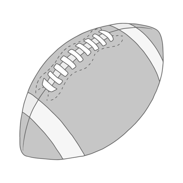 Monochrome rugby ball on white background. Athletic equipment, healthy lifestyle, fitness activity.