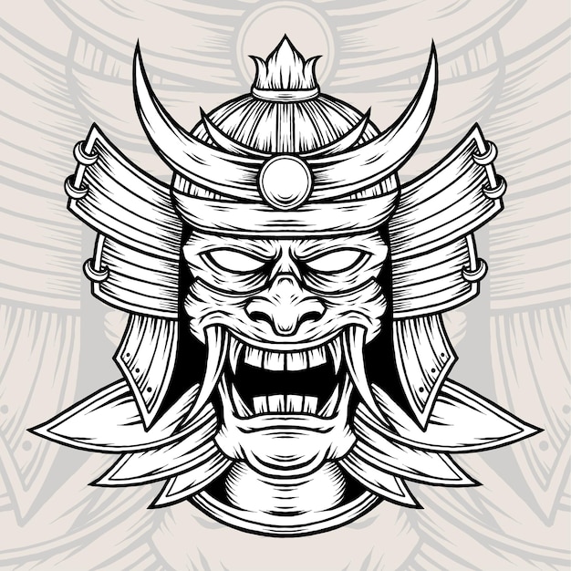 Monochrome Samurai Head