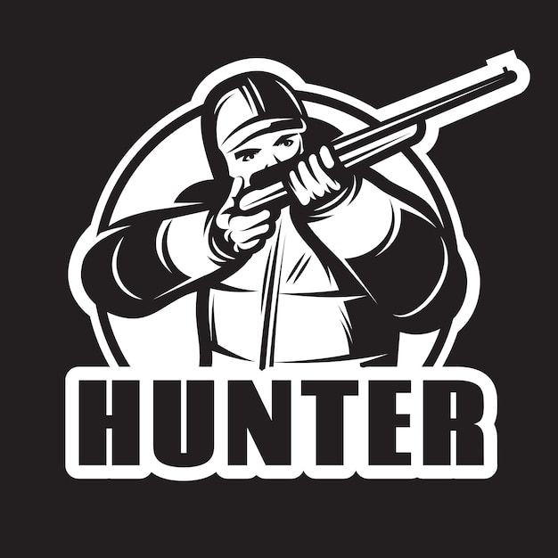 Monochrome stylish template for the club with a hunter and gun