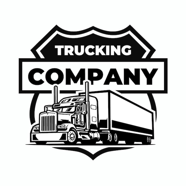 Monochrome Trucking Company Emblem Badge Ready Made Logo Vector Isolated