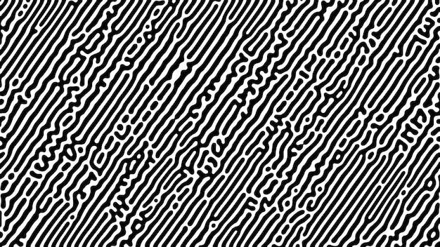 Monochrome Turing reaction background. Abstract diffusion pattern with chaotic shapes. Vector illustration.