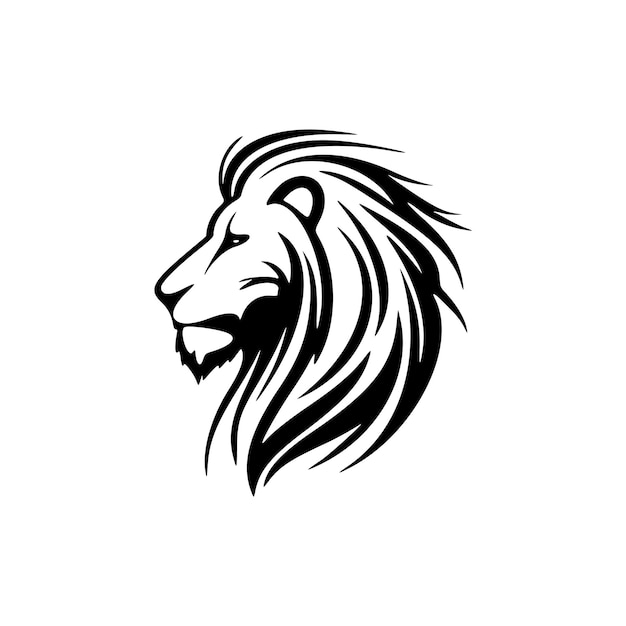 A monochrome vector logo of a lion