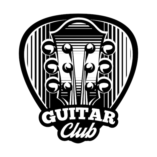 Monochrome vector logo template ple trum and guitar