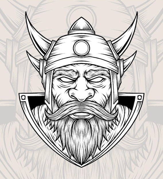 Monochrome Vector Viking Illustration