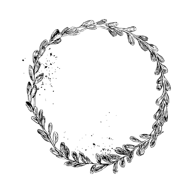 Monochrome of wreaths in sketch style