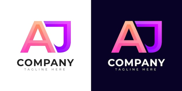 Monogram aj and ja initial letter logo design