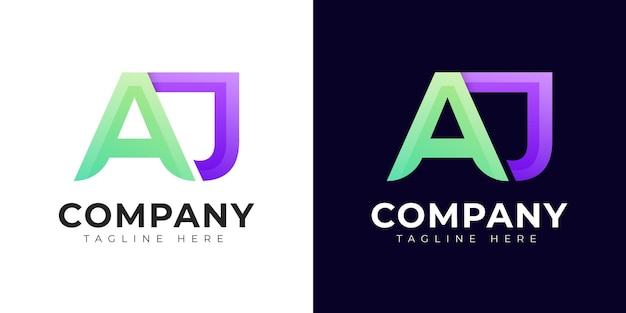 Monogram aj and ja initial letter logo design