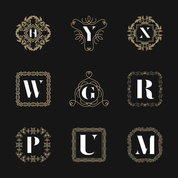 Monogram badge insignia set. 