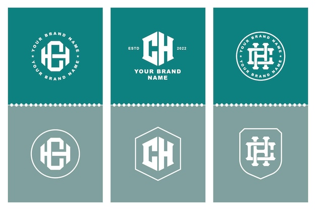 Monogram collection letter CH or HC with badge, interlock, modern style good for clothing brand