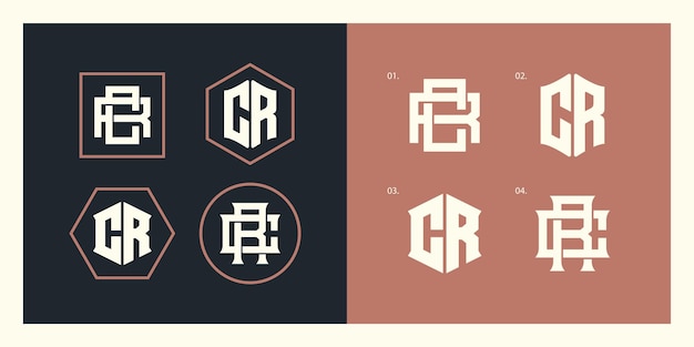 Monogram collection letter CR or RC with interlock, modern style good for clothing brand, apparel