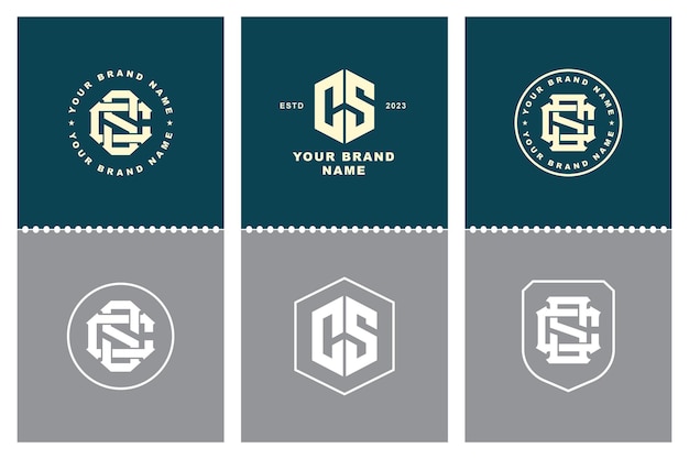 Monogram collection letter CS or SC with interlock, modern style, badge design for brand, clothing