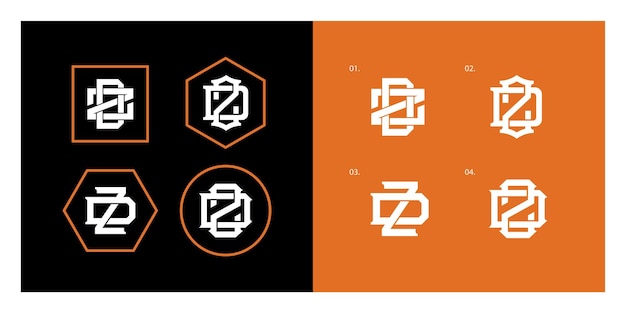 Monogram collection letter DZ or ZD with interlock style for brand clothing apparel streetwear