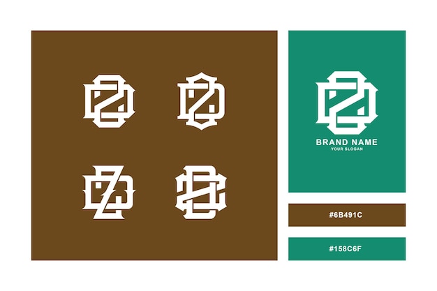 Monogram collection letter DZ or ZD with interlock style for brand clothing apparel streetwear