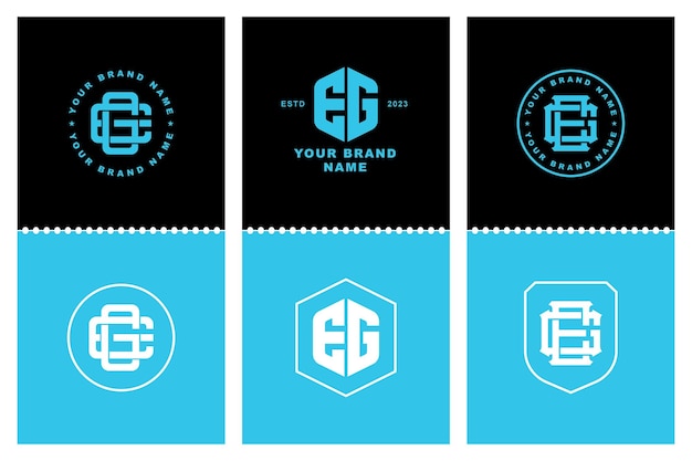 Monogram collection letter EG or GE with interlock modern style badge design for brand clothing