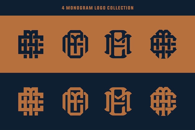 Monogram collection letter EM or ME with interlock style for brand clothing apparel streetwear