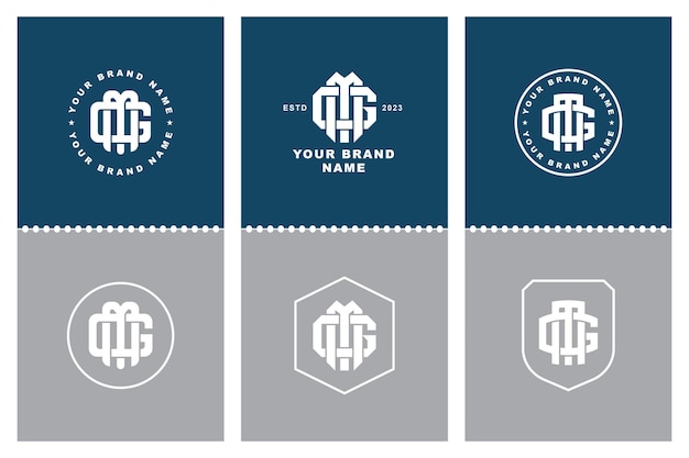 Monogram collection letter GM or MG with interlock style badge design for brand clothing apparel