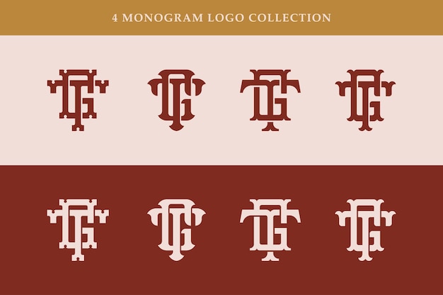 Monogram collection letter GT or TG with interlock vintage classic style good for clothing brand