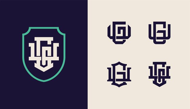 Monogram collection letter GU or UG with shield interlock style good for brand clothing apparel