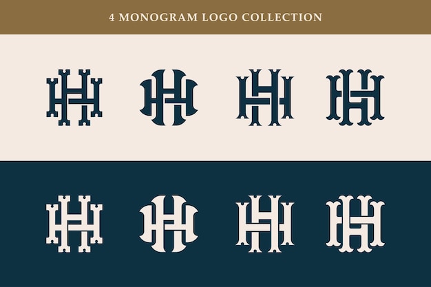 Monogram collection letter H or HH with interlock vintage classic style good for brand clothing