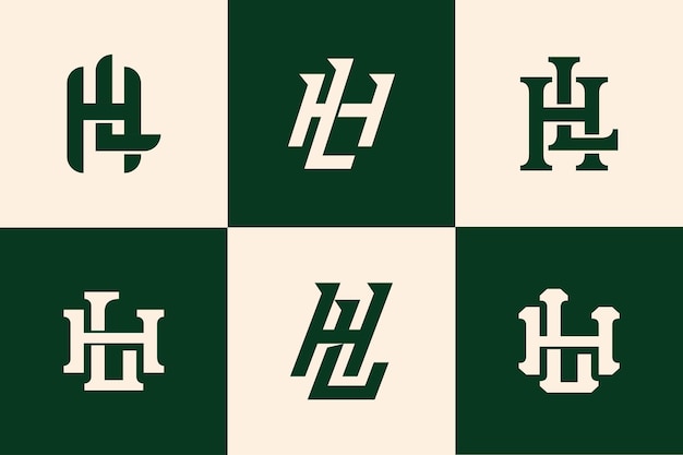 Monogram collection letter HL or LH with interlock style for brand clothing apparel streetwear