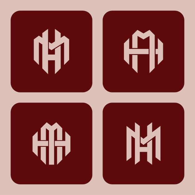 Monogram collection letter HM or MH with interlock style for brand clothing apparel streetwear