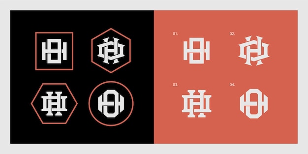 Monogram collection letter HO or OH with interlock style for brand clothing apparel streetwear