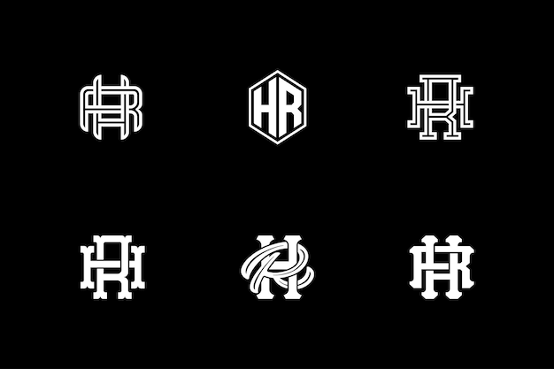 Monogram collection letter HR or RH with interlock modern classic style good for brand clothing