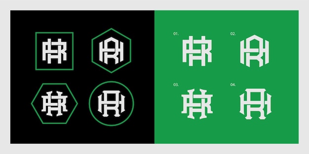 Monogram collection letter HR or RH with interlock style for brand clothing apparel streetwear