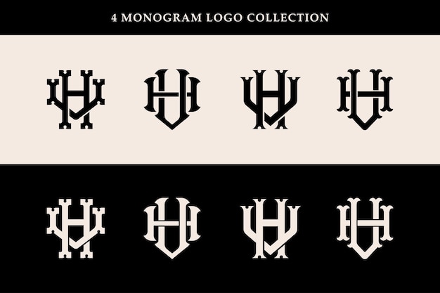 Monogram collection letter HV or VH with interlock vintage classic style good for brand clothing