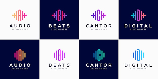 monogram creative Logo design template with Pulse element.