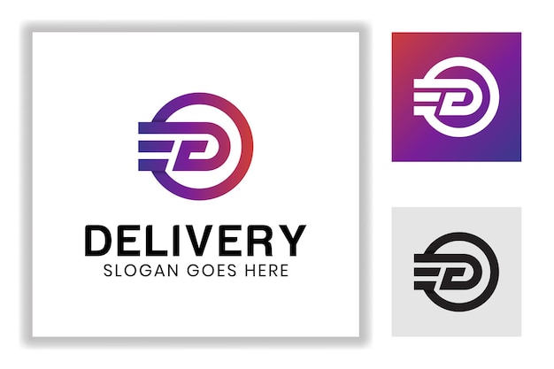 Monogram gradient color letter D with fast speed symbol for delivery logistics express logo template