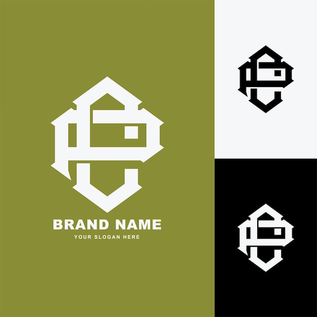 Monogram letter CP or PC with interlock style for clothing brand, apparel, streetwear