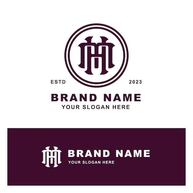 Monogram letter HM or MH with interlock style good for brand clothing apparel streetwear