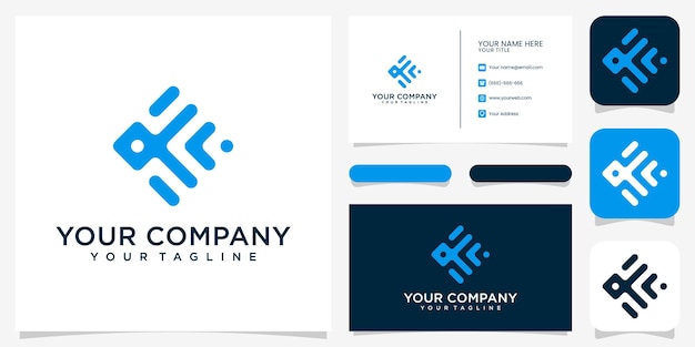 Monogram letter k logo design and business card Premium Vekto