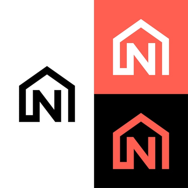 Monogram letter N with real estate logo design vector