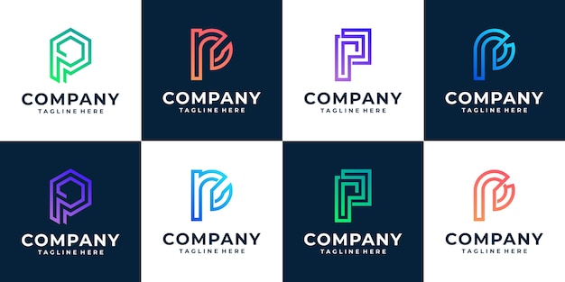 monogram letter p initial logo template collection