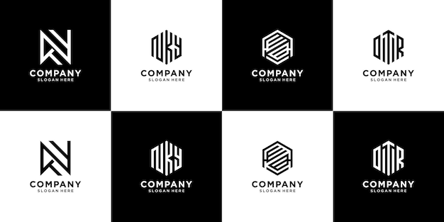 Monogram logo design collection. Creative initial letter logo for fashion clothing brand boutique etc