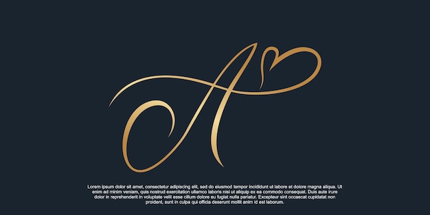 Monogram logo design initial letter a for business with golden gradient color concept Premium Vector