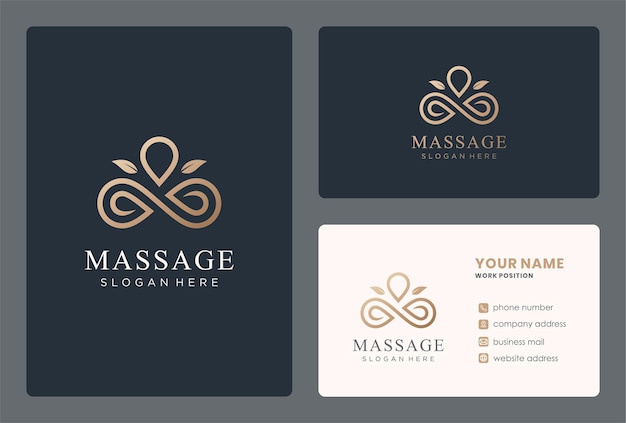 Monogram massage logo design in a golden color.