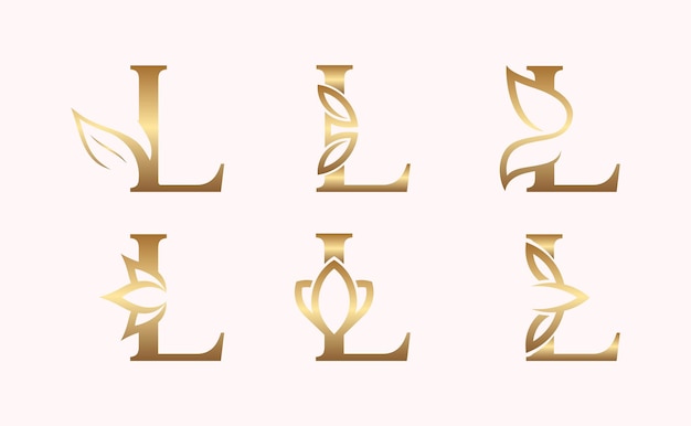 monogram set of letter L brand beauty logo